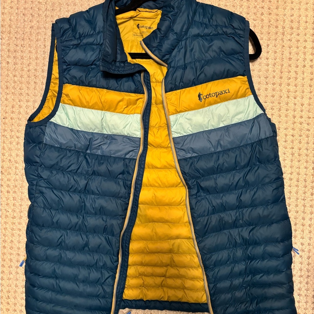 Cotopaxi Blue and Yellow Puffer Vest